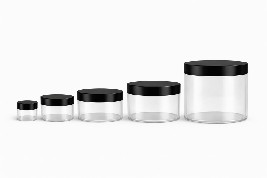 [PK-9661] Clear Plastic PET Jar (1oz-30ml - 50pcs, Black) All5items.png
