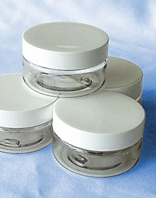 Clear Plastic PET Jar and White Lid 2oz/60ml - 50pcs