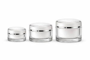 [pk 1 2oz 9064] Clear Acrylic Jar W Disc & Lid Silver Trim Set 2070 25pc (½oz 15 Gr) All3sizes